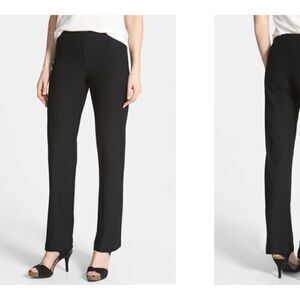Eileen Fisher Sz M Straight Leg Crepe Pants Black